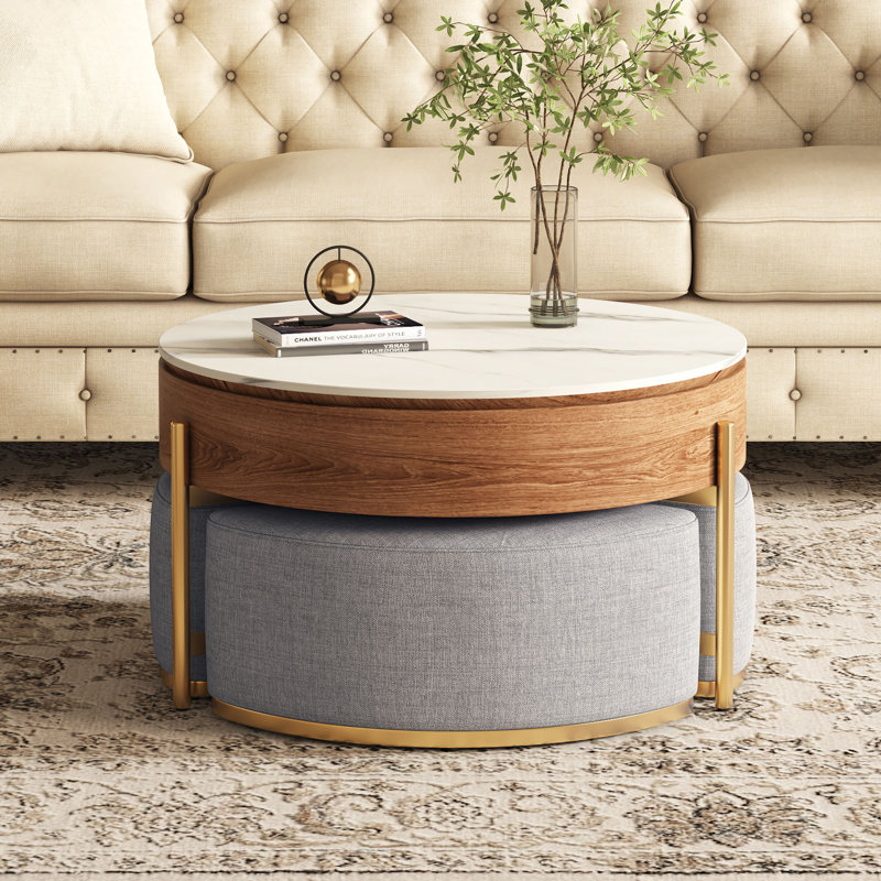 Everly Quinn Zinna Lift Top Round Coffee Table Nesting Everly Quinn Zinna Lift Top Round Coffee Table Nesting